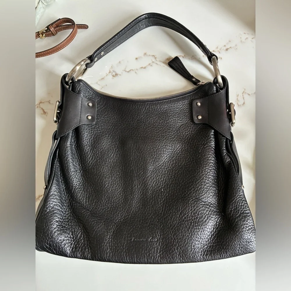 DKNY silver ring Leather black Handbag